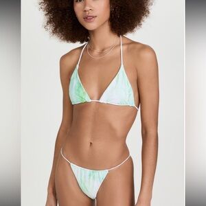 NWT $49 Good American Matte Tiny Tie Fixed Bottoms Green Marble 2 ( Us M )